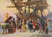 Jean Leon Gerome Ferris Franklin's Return to Philadelphia, 1785 USA oil painting artist